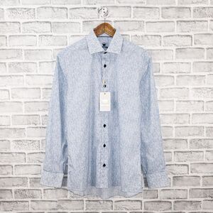 BERTIGO Men's Slim Shades Print Button Down Shirt in Blue Size 2 / Small NWT